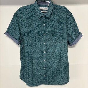 Nick Graham Everywhere Stretch Modern Fit L Blue Green Floral Flip Cuff Preppy